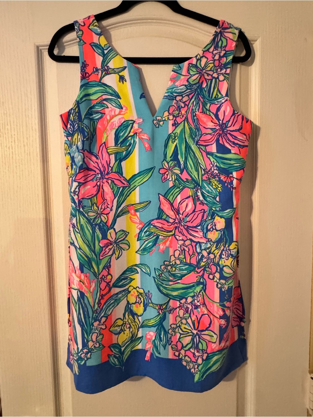 Lilly Pulitzer Blue & Pink Floral V-Neck Romper Dress